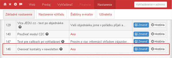 Povolení ověřování adres v Nastavení